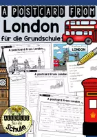 Vorschau - Unterrichtsreihen - London Postkarte schreiben Englisch Grundschule (Klasse 3–4) – Arbeitsblätter & Vorlagen für Postcard Writing - Deckblatt