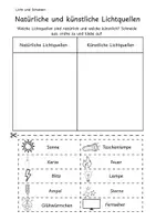 Vorschau - Arbeitsblätter - Licht und Schatten • Stunde 1 • Lichtquellen - Deckblatt