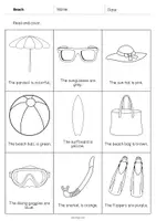 Vorschau - Arbeitsblätter - Beach: Read and Color 2 (Englisch) - Seite 3