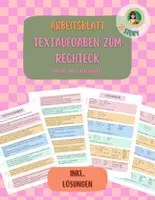 Vorschau - Arbeitsblätter - Textaufgaben zum Rechteck inkl. Lösungen und Rechenweg - Deckblatt