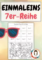 Vorschau - Arbeitsblätter - Einmaleins Rechenpuzzle | 7er-Reihe | Ausmalbild Sommer Edition - Deckblatt