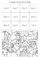 Vorschau - Arbeitsblätter - Einmaleins Rechenpuzzle | 7er-Reihe | Ausmalbild Sommer Edition - Seite 2