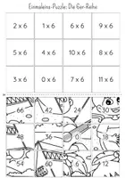 Vorschau - Arbeitsblätter - Einmaleins Rechenpuzzle | 6er-Reihe | Ausmalbild Sommer Edition - Seite 2
