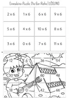Vorschau - Arbeitsblätter - Einmaleins Rechenpuzzle | 6er-Reihe | Ausmalbild Sommer Edition - Seite 3