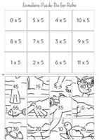 Vorschau - Arbeitsblätter - Einmaleins Rechenpuzzle | 5er-Reihe | Ausmalbild Sommer Edition - Seite 2