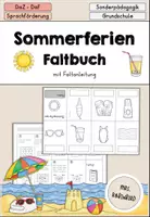 Vorschau - Arbeitsblätter - Sommerferien Sommer Faltbuch Faltheft - DaZ DaF - Deckblatt