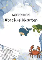 Vorschau - Stationenlernen - Abschreibkarten Meerestiere - Deckblatt