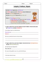 Vorschau - Arbeitsblätter - Satzglieder: Subjekt, Prädikat, Objekt, Adverbiale - Seite 1