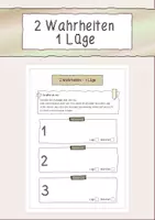 Vorschau - Arbeitsblätter - 2 Wahrheiten - 1 Lüge (Kennlernspiel) - Deckblatt