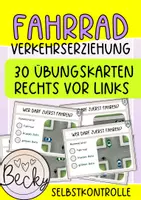 Vorschau - Aufgabenkarten - Übungskarten rechts vor links (Verkehrserziehung, Fahrradprüfung) - Deckblatt