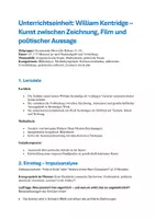 Vorschau - Stundenentwürfe - Unterrichtseinheit zu Kentridges Stop Motion Filmen - Deckblatt