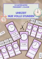 Vorschau - Arbeitsblätter - 12 Karteikarten Uhrzeit, Ganze Stunden für 1. und 2. Kl - Deckblatt
