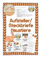 Vorschau - Merkblätter - Aufsteller Steckbriefe Haustiere - Deckblatt
