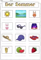 Vorschau - Arbeitsblätter - Wörterliste "Der Sommer" mit Wörtertabelle DaZ / DaF / Deutsch - Seite 1