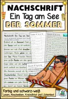Vorschau - Arbeitsblätter - Nachschrift "Ein Tag am See Sommer" mit Knickdiktat und Lückentext DaZ / DaF/ Deutsch - Deckblatt