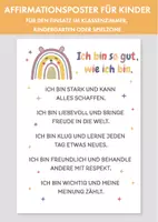 Vorschau - Poster - Affirmationsposter für Kinder | Kinder Affirmationen | Growth Mindset Poster | Klassenzimmer, Kindergarten oder Spielzone - Deckblatt