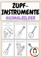 Vorschau - Arbeitsblätter - Ausmalbilder Zupfinstrumente | Instrumente, Saiteninstrumente Poster - Deckblatt