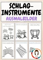 Vorschau - Arbeitsblätter - Ausmalbilder Schlaginstrumente 1 | Instrumente Poster - Deckblatt