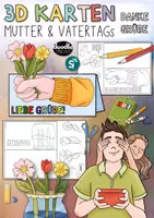 Vorschau - Mal- und Bastelvorlagen - 3D Karte zum Mutter- & Vatertag – Ausmalen, Falten & Verschenken - Deckblatt