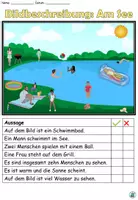 Vorschau - Arbeitsblätter - Bildbeschreibung "Am See" (Thema Sommer) 3-fach differenziert DaZ / Deutsch - Seite 1