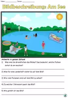 Vorschau - Arbeitsblätter - Bildbeschreibung "Am See" (Thema Sommer) 3-fach differenziert DaZ / Deutsch - Seite 2