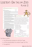 Vorschau - Arbeitsblätter - Lesetext: Ein Tag im Zoo (Lesezeit) - Deckblatt