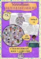 Vorschau - Arbeitsblätter - WIMMELLESEN Tagesablauf Uhrzeit 5-fach differenziert - Deckblatt