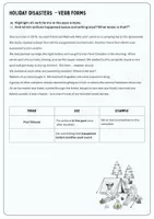 Vorschau - Arbeitsblätter - Holiday Disaster Stories - Past Verb Forms / Irregular Verbs Practice - Deckblatt