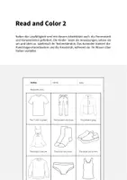 Vorschau - Arbeitsblätter - Clothes / Kleidung: Read and Color 2 (Arbeitsblatt für den Englischunterricht) - Seite 1