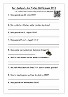 Vorschau - Arbeitsblätter - Der Ausbruch des Ersten Weltkrieges 1914 - Fragen zum Film - Seite 1