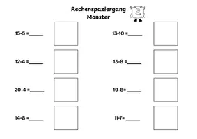 Vorschau - Stationenlernen - Rechnen und kleben Monster 1. Klasse - Seite 1