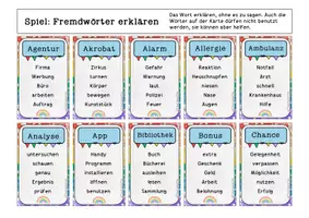 Vorschau - Spiele - 100 wichtigsten Fremdwörter für Grundschule Spiel "Sag es nicht" - Seite 1