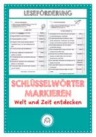 Vorschau - Stundenentwürfe - Schlüsselwörter in Texten finden. Die Welt und Zeit entdecken. Leseverständnis - Deckblatt