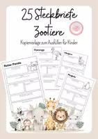 Vorschau - Arbeitsblätter - Steckbriefe mit 25 Zootieren zum Ausfüllen für Kinder - Deckblatt