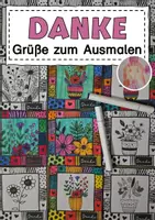 Vorschau - Mal- und Bastelvorlagen - Danke - Grüße zum Ausmalen mit Blumen - Deckblatt