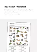 forhåndsvisning - Animal Body Parts: How many? – Worksheet (engelsk) - side 1