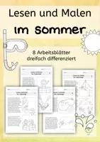 Vorschau - Stundenentwürfe - Lesen und Malen - Im Sommer - 8 Arbeitsblätter - dreifach differenziert - Deckblatt