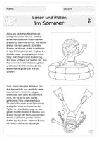 Vorschau - Stundenentwürfe - Lesen und Malen - Im Sommer - 8 Arbeitsblätter - dreifach differenziert - Seite 3