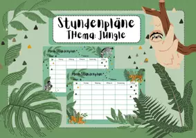 Vorschau - Arbeitsblätter - Stundenplan zum Thema Jungle - Tiger, Zebra, Affe,.. - Deckblatt