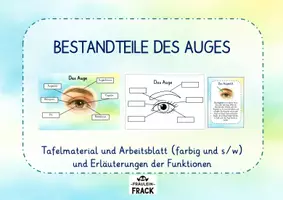 Vorschau - Arbeitsblätter - Bestandteile des Auges - Tafelmaterial und Arbeitsblatt - Deckblatt