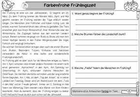 Vorschau - Arbeitsblätter - Differenzierte Lesetexte - "Farbenfroher Frühling" I Kl. 2 - 3 - Seite 1