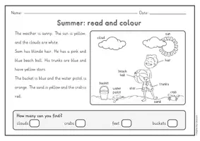 Vorschau - Arbeitsblätter - Summer: read and colour - 8 Bilder, 2-fach differenziert (Englisch) - Seite 2