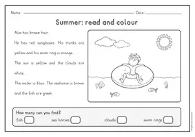 Vorschau - Arbeitsblätter - Summer: read and colour - 8 Bilder, 2-fach differenziert (Englisch) - Seite 3