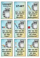 Vorschau - Spiele - Lesespiel Schulsachen Waschbär - Klasse 2 - Seite 1