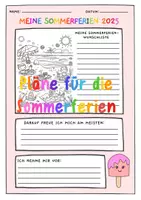 Vorschau - Arbeitsblätter - Meine Wunschliste für die Sommerferien 2025 - Deckblatt