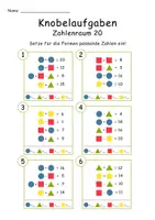 Vorschau - Arbeitsblätter - Knobelaufgaben ZAHLENRAUM 20 Addition und Subtraktion - Seite 1