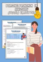 Vorschau - Arbeitsblätter - Arbeitsblätter: Personalpronomen im Akkusativ (Nomen ersetzen) - Deckblatt