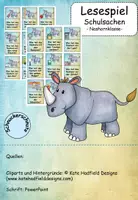 Vorschau - Spiele - Lesespiel Schulsachen Nashorn - Klasse 2 - Deckblatt