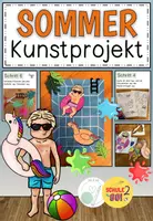 Vorschau - Arbeitsblätter - Pool Party im Sommer / Kunst - Deckblatt