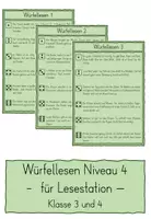 Vorschau - Aufgabenkarten - Würfellesen Niveau 4 (Klasse 3/4) (geeignet für Lesestationen) - Deckblatt